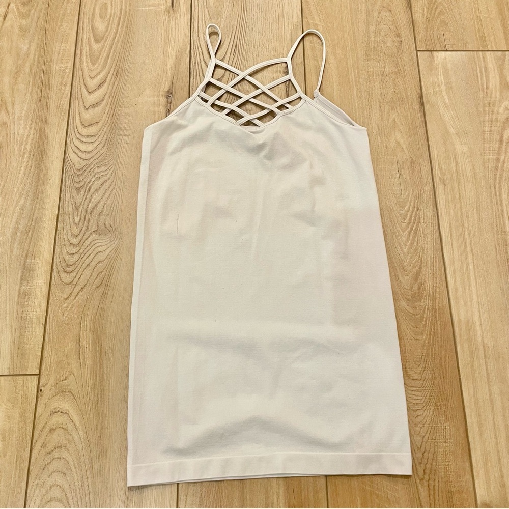 Solid White Cage Slimming Dress Cami Tank